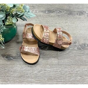 Mini Mora Girls Rose Gold Glitter Sandals Toddler Size 6 NEW